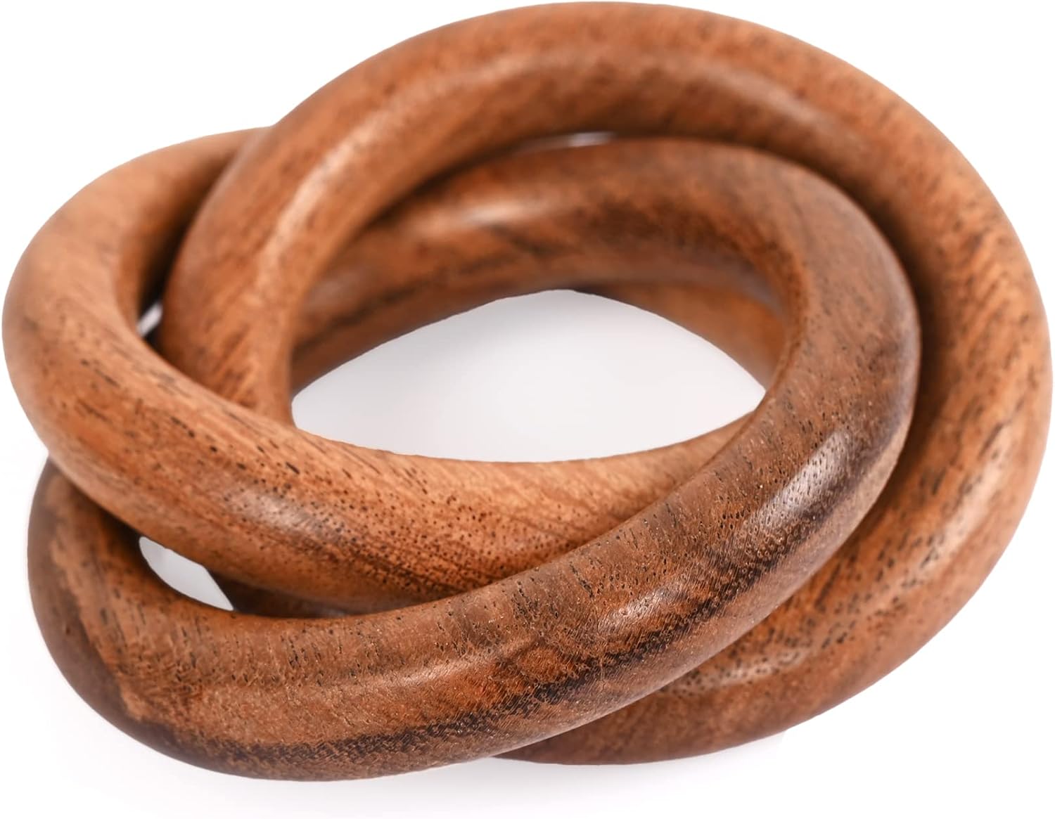 Three Ring Napkin Rings Set of 8, Decorative Handcuff Serviette Ring, Napkin Holders Bulk for Party Decoration, Dinning Table, Everyday, Family Gatherings Tabletop Décor (Brown) - CLEENTABLE