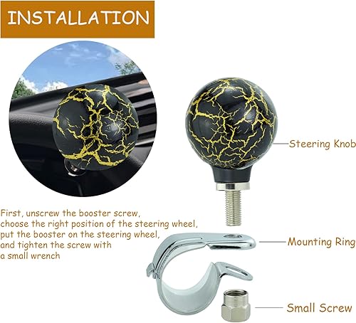 Miniatura 3 de Pomo de volante para coche, mango giratorio suicida para la mayoría de vehículos de transmisión manual (negro)
