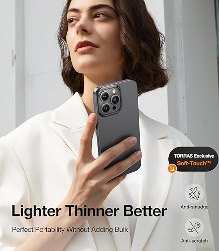 Miniatura 5 de TORRAS Funda delgada diseñada para iPhone 15 Pro Max de 6.7 pulgadas, funda ultrafina 15 Pro Max 2023, funda rígida ligera de policarbonato para