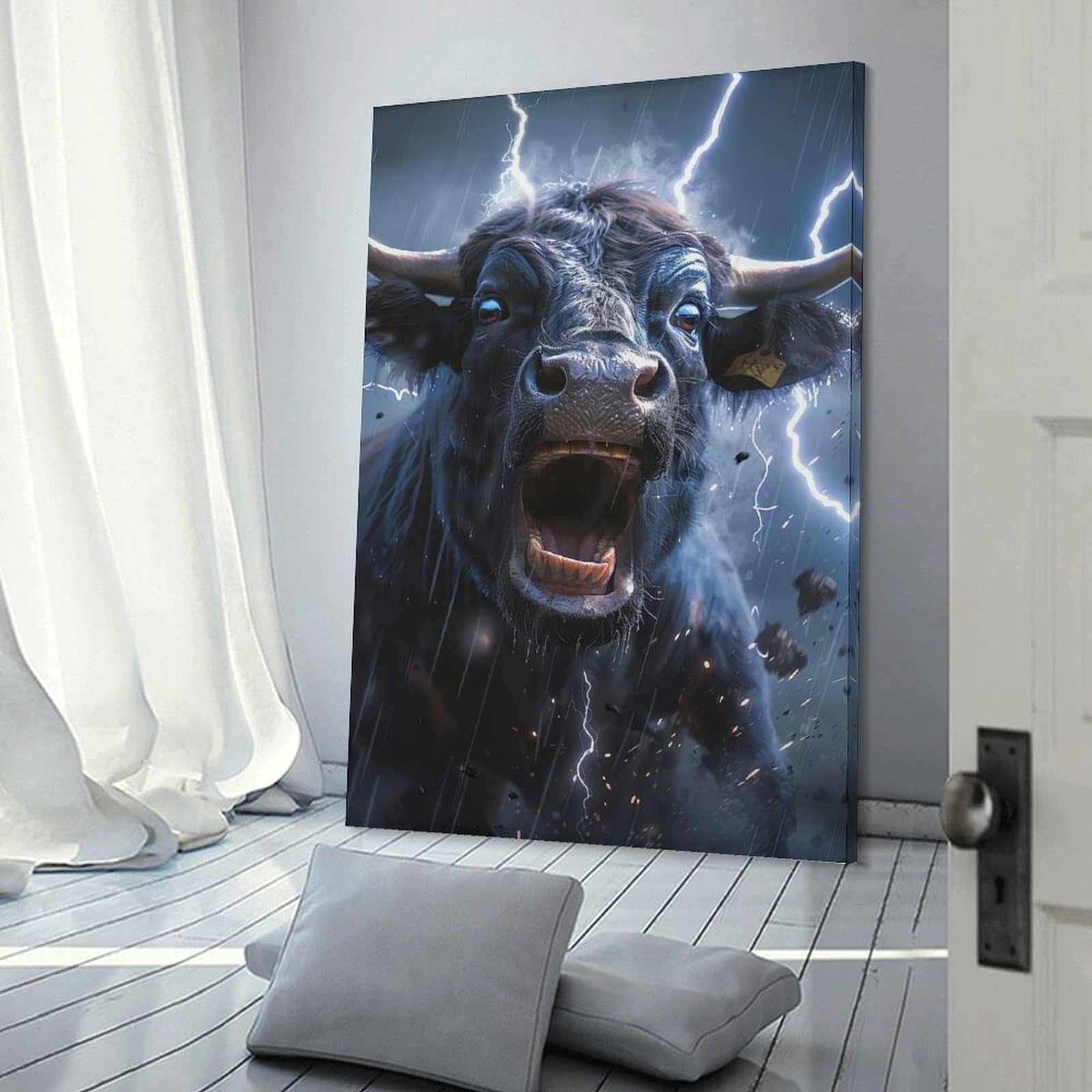 Junmoney Room Decor Wall Art Ox Lightning, 24x36inch(60x90cm), for Hallway, Bedroom Or Modern Interiors, Gift Idea for Housewarming And Birthdays