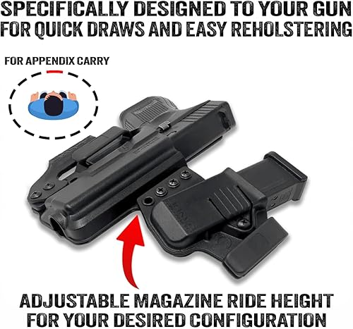 Miniatura 2 de Funda vinculada para Smith & Wesson M&P 2.0 40 (4.25 pulgadas) / TLR-1 HL - Funda ligera IWB con bolsa magnética para transporte oculto/ajuste