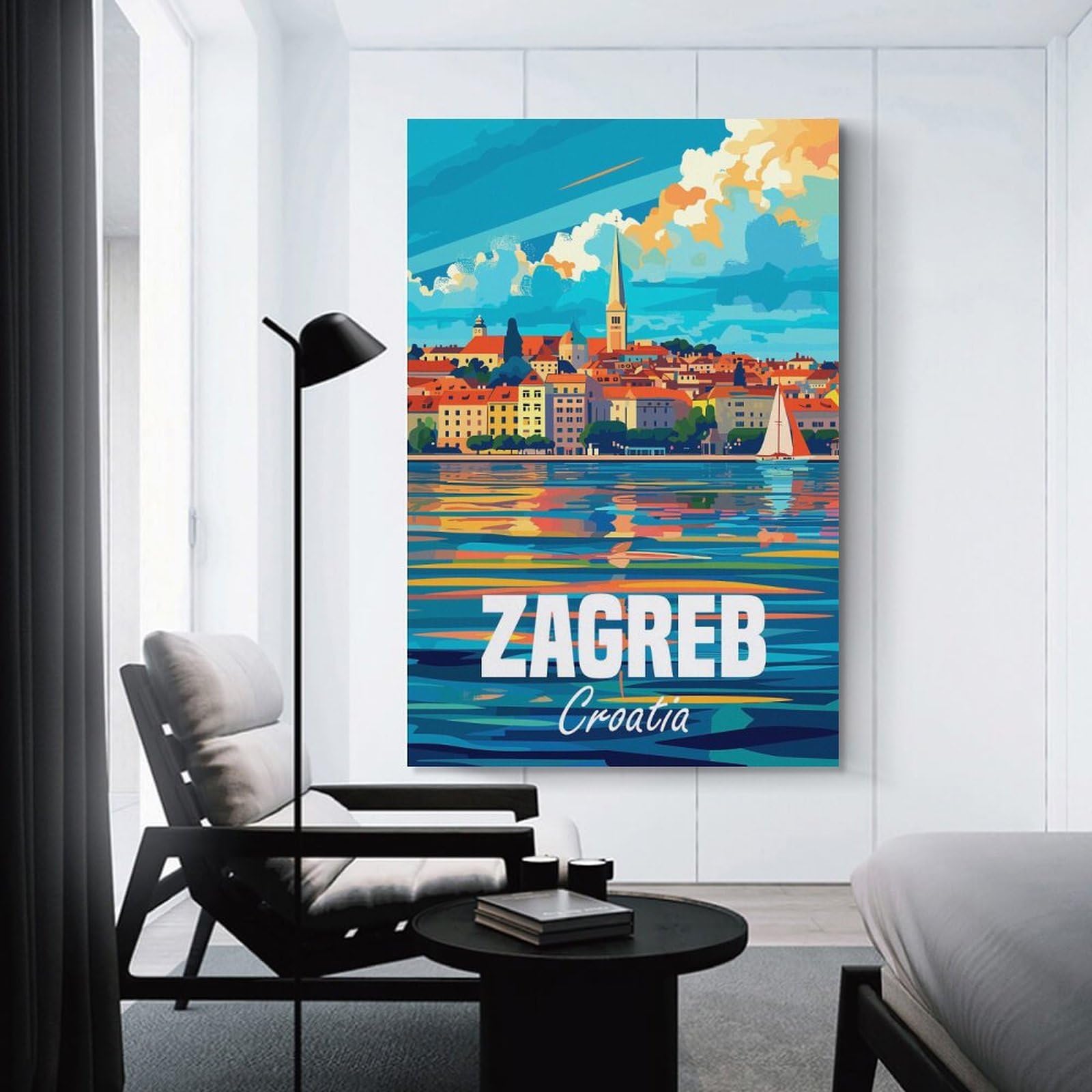 Junmoney Zagreb Croatia Wall Picture Print 12x18inch(30x45cm), for Hallway, Lounge Or Guest Room, Gift Idea for Housewarming And Birthdays