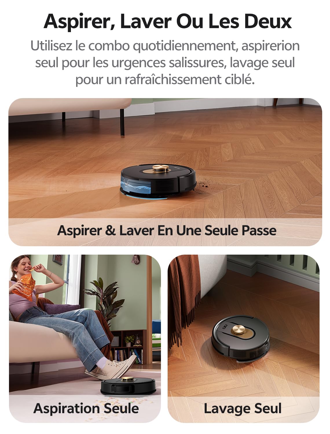 Vexilar Cleanova W9 Robot Aspirateur Laveur, 8000Pa/150Min Aspirateur Robot, Navigation LiDAR avec Cartographie, Zones Virtuelles, Alexa/APP/WiFi, Idéal pour Sols Durs,Tapis et Poils d’Animaux