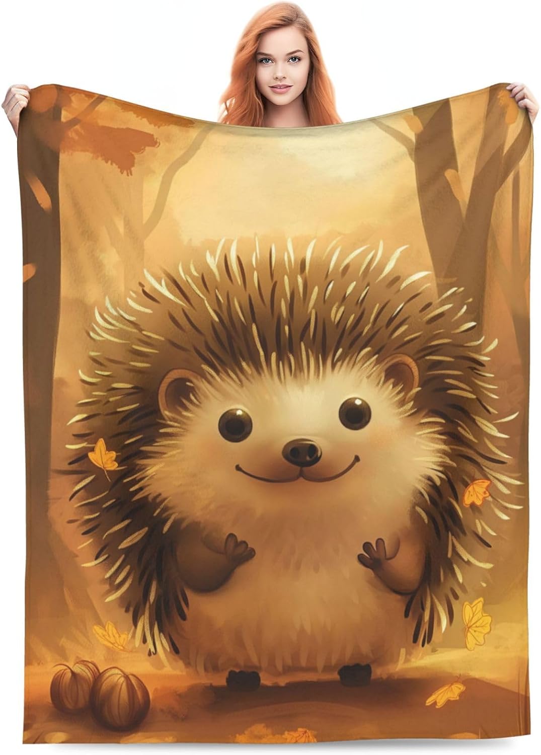 Cute Hedgehog Blanket Gifts for Women Girls Kids Soft Warm Lightweight Cozy Cartoon Animal Throw Blankets for Bed Sofa Living Room Couch Home Decor 50"x60"