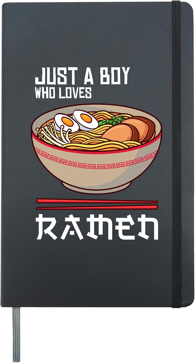 Ramen Bowl Anime Style Funny Men's Japanese Ramen Noodle Hardcover Journal, Black