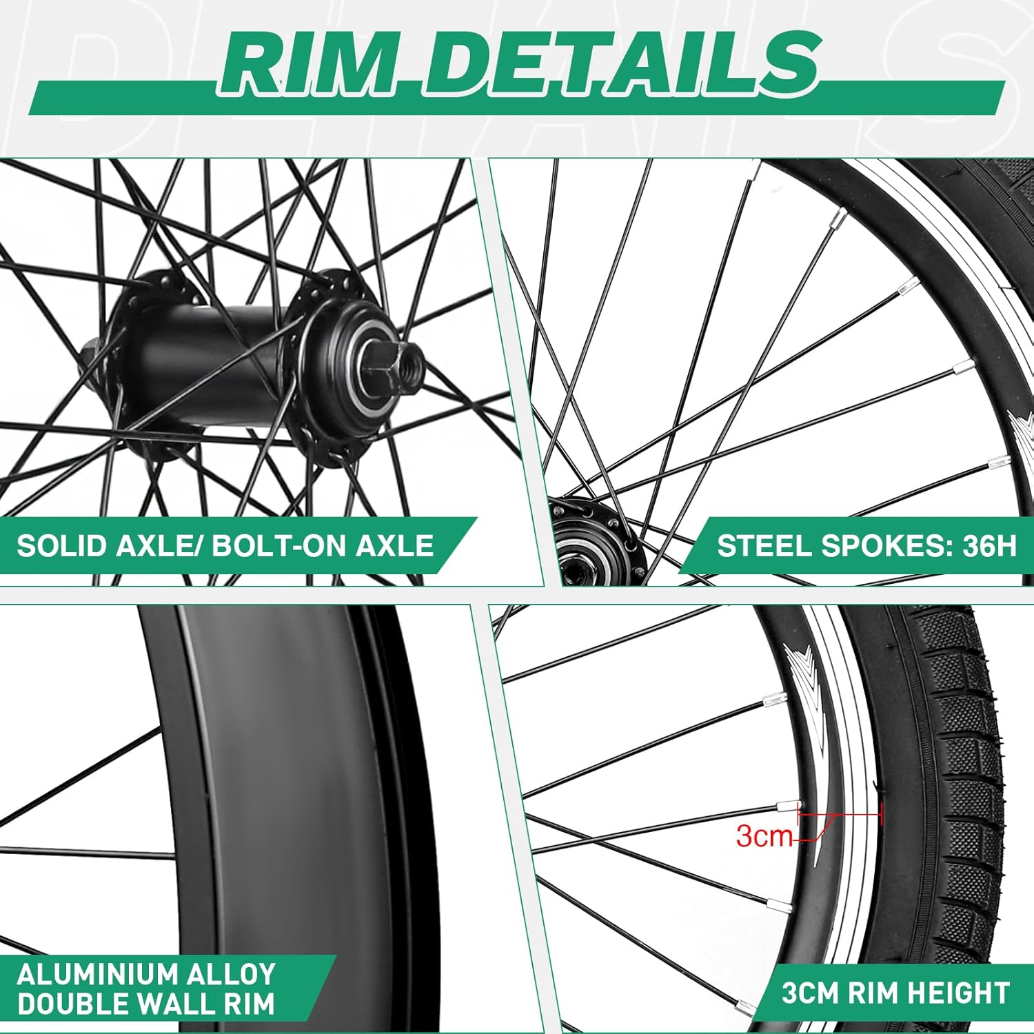 24 Inch Bicycle Front Wheel - 14Gx32H Spokes with ED Brass Nipples - 100mm Front Wheel with Tire and Tube (Front, 24 inch)