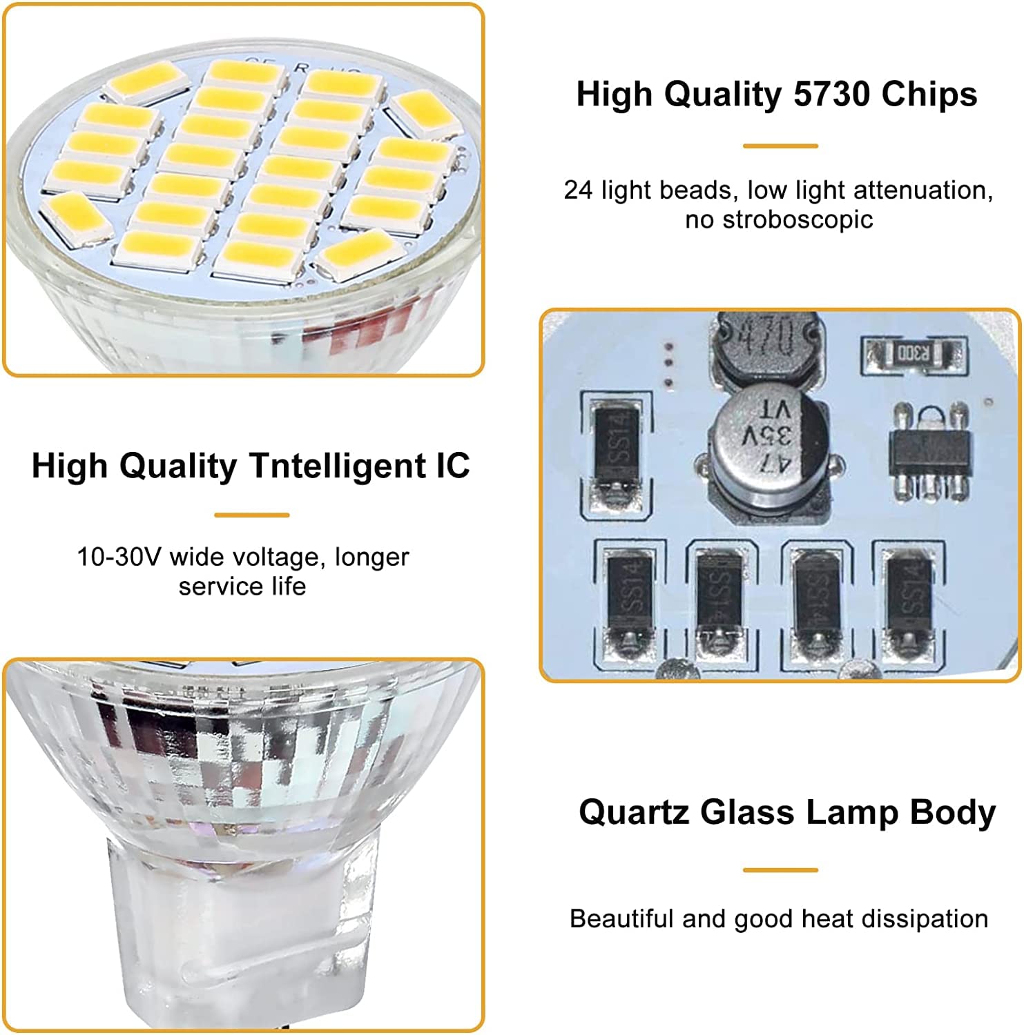 Bombillas Halógenas, MR11 GU4 LED 3W Blanco Cálido 3200K, 350LM, Repuesto Para Bombillas Halógenas De 20-25 W, Bombillas Halógenas GU4 MR11, ángulo De Haz De 120°, Paquete De 6 Unidades