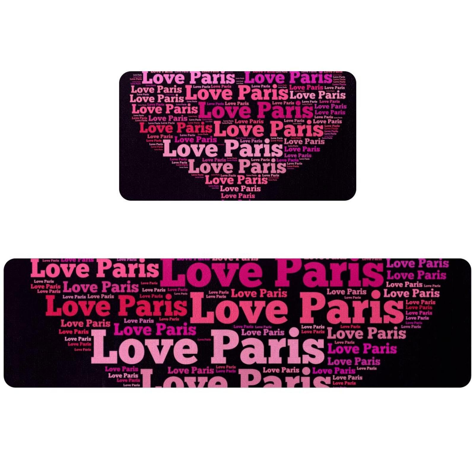 Alfombrillas de cocina lavables y súper absorbentes con diseño Love Paris, juego de 2
