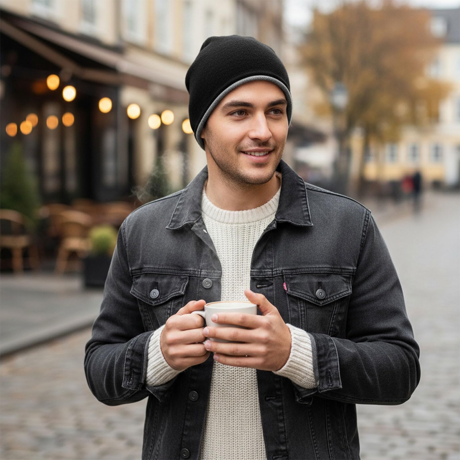 Generisch Gorro de esquí de mezcla de cachemira, cálido, moderno, gorro de invierno, snowboard, montañismo, casual, callejero, mezcla de lana para invierno