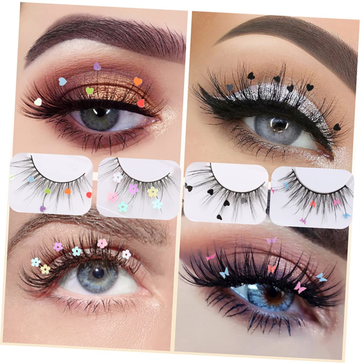 FRCOLOR 12pares Pestañas Postizas De Lentejuelas Brillantes De Fake Lashes Para Fiestas De Navidad y Año Para Maquillaje De Cosplay y Eventos Especiales