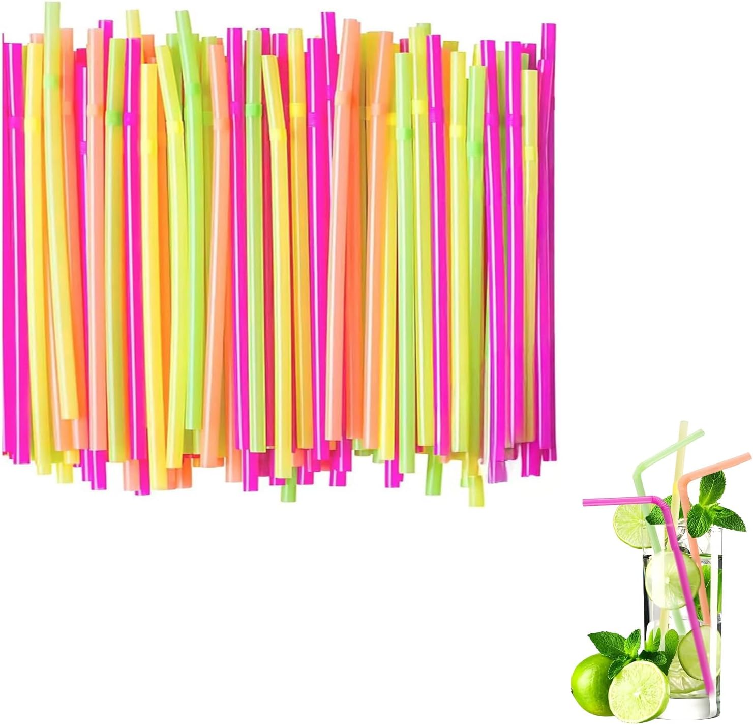 Disposable Plastic Straws 100PCS, Multi-Coloured, Bendable and Fashionable, Suitable for All Kinds of Drinks, Juice, Milk, Tea, Daily use, Suitable for All Occasions and Party Decorations