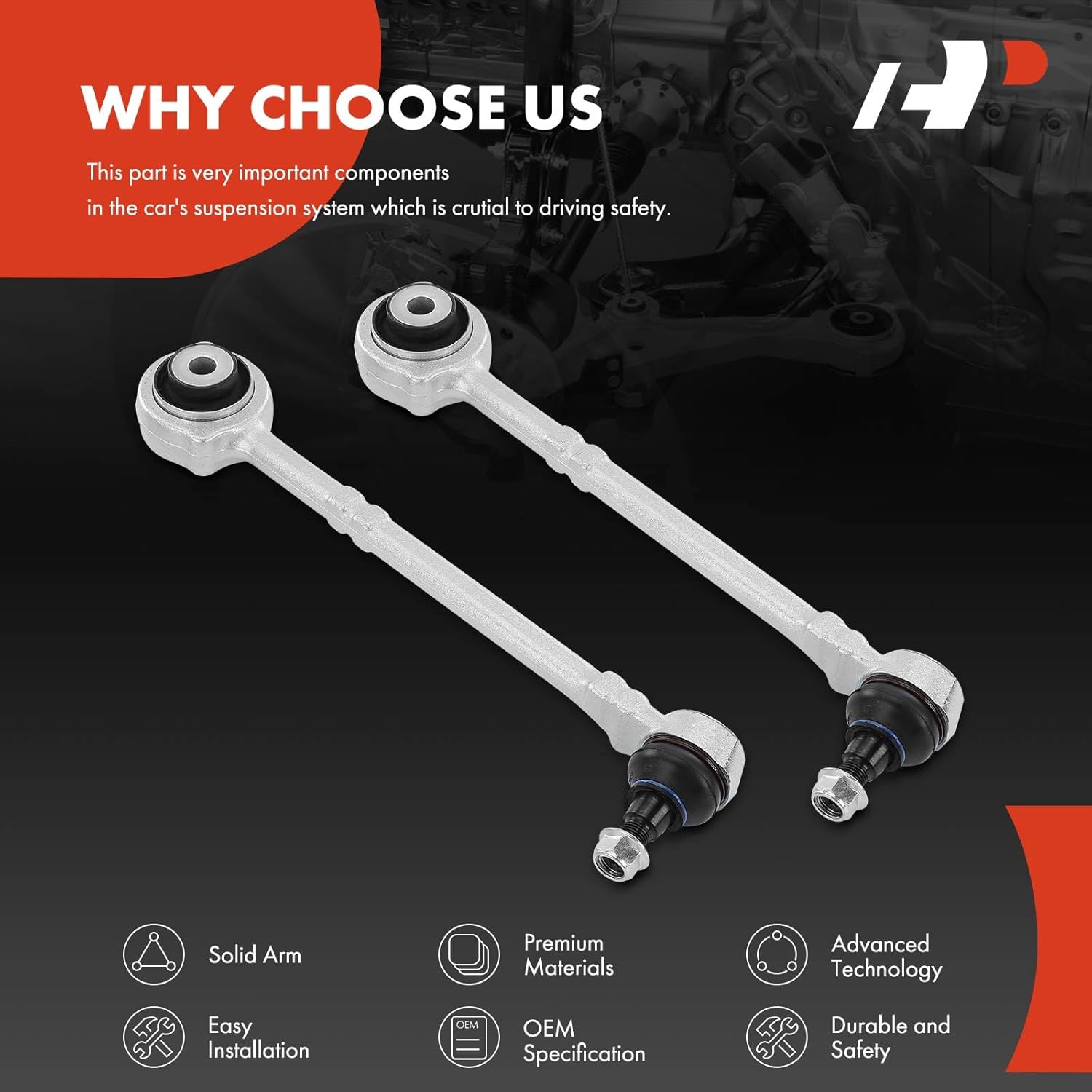 A-Premium 2 x Front Rearward Lower Control Arm, with Ball Joint & Bushing, Compatible with Mercedes-Benz W212 S212 C216 C217-2010-2018 - E250 E300 E350 E400 E550 CLS400 CLS550, AWD