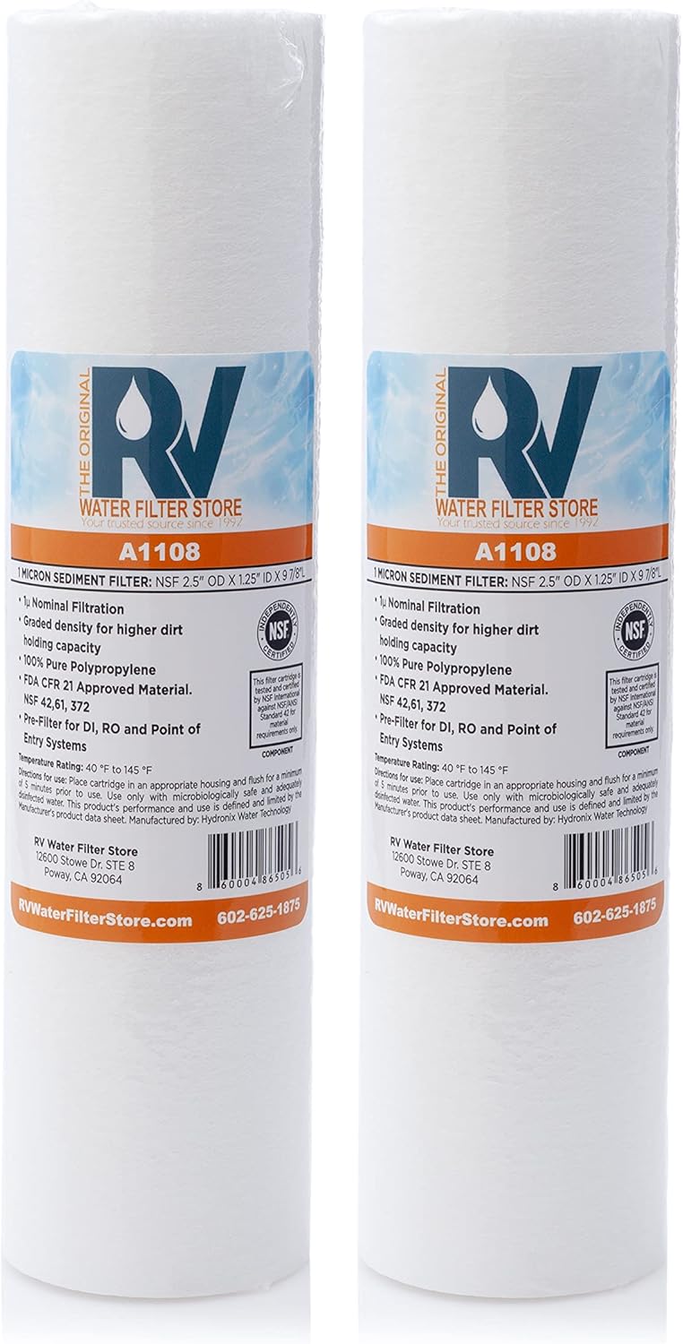 A1103 Essential 1 Micron Sediment Water Filter - High Capacity, Replacement Cartridge, Disposable Pre-Filter - 10" Unit, Pack of 2