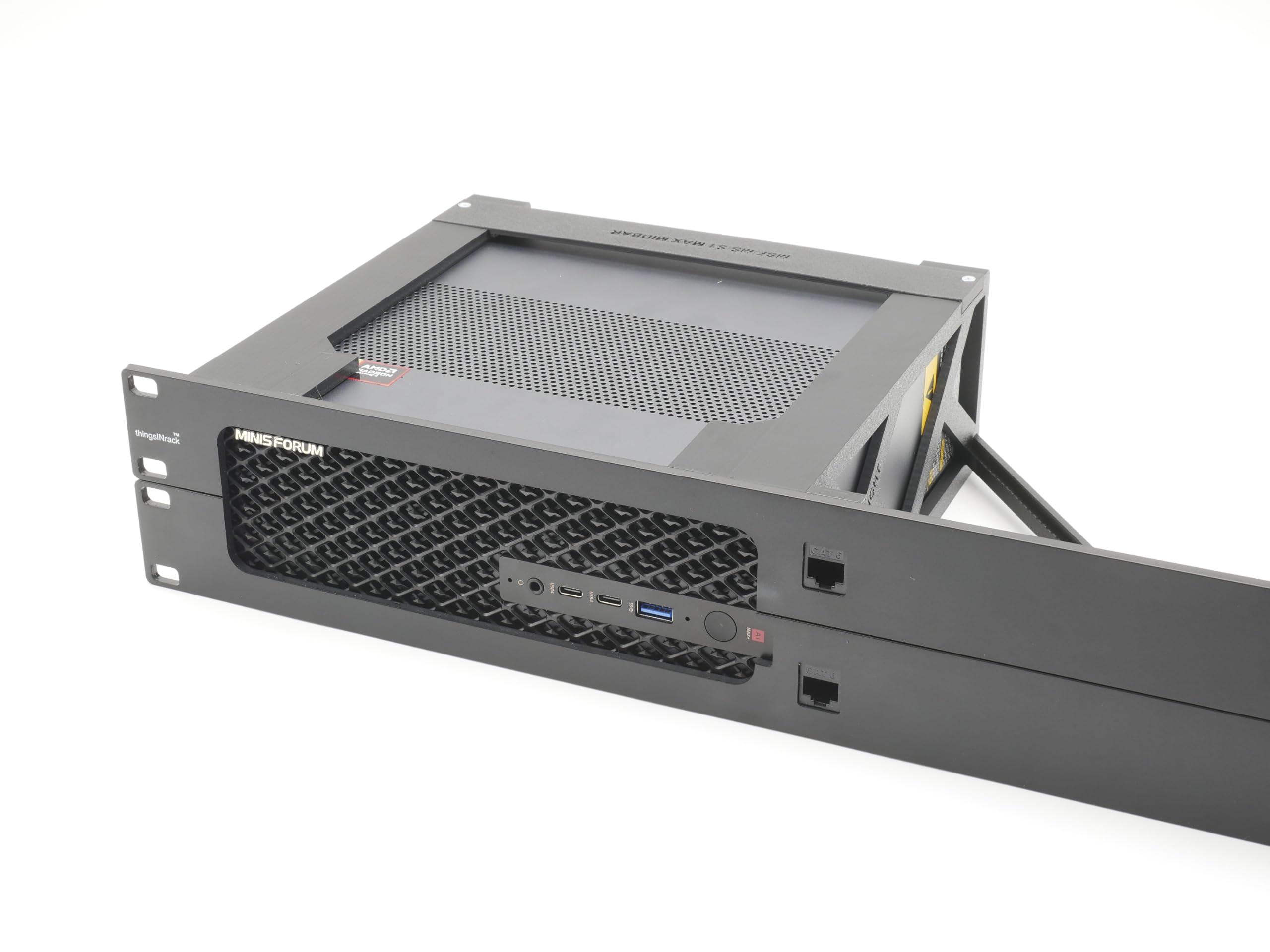 Rack Mount for miniSforum MS-S1 Max - 19inch 2U - 2 RJ45 keystones Included