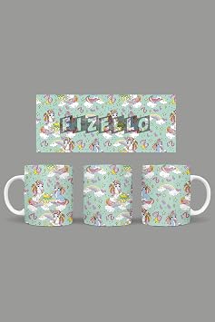 Tek Boynuzlu At Temal  Kupa, 330 ml, Beyaz, Seramik FIZELLO-MUG-unicorn-29