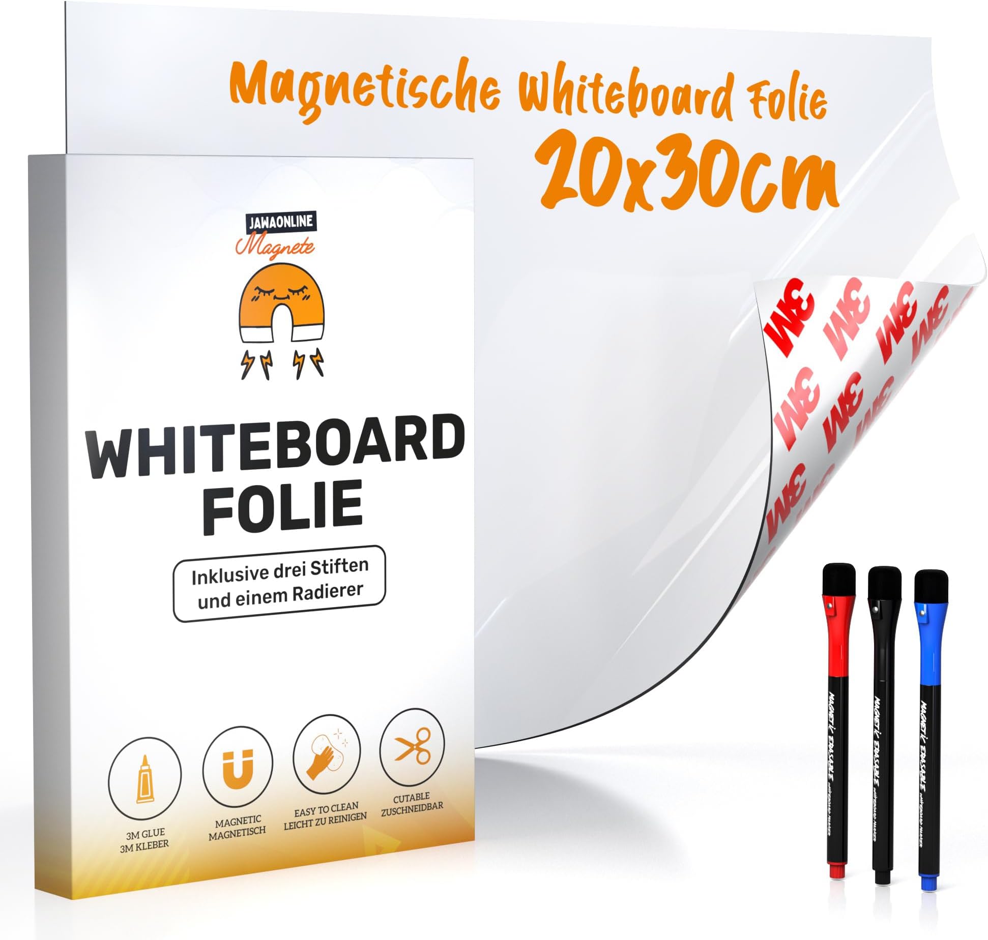 Magstick 3er Set DIN A4 Ferrofolie selbstklebend - Eisenhaltige - mag004 | Eisenhaltige Folien roh unbeschichtet DIY, Flexibler Haftgrund für Magnete, 3 Zuschnitte Ferrofolie Magstick, Stärke 0,5 mm