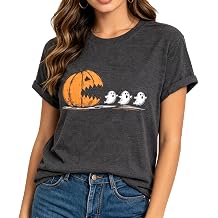 Fall Funny Pumpkin Halloween Shirts for Women Cute Ghost T Shirts Thanksgiving Graphic Tees