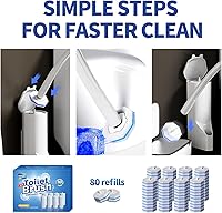 Vista 7 de Hohoky 80Pcs Toilet Wand Refills for Disposable Toilet Bowl Brush Scrubber Cleaner Refill Pads,Toilet Brush Replacement Compatible Heads with Most