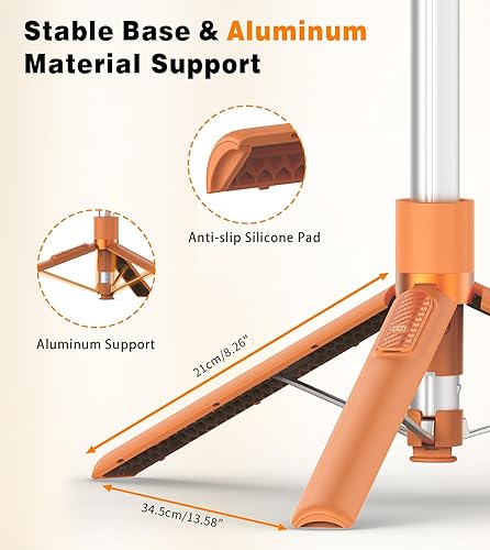 Miniatura 8 de TONEOF Palo de Selfie Magnético Trípode de 68 pulgadas con Soporte Magnético Fuerte de Aluminio para Magsafe, Soporte de Trípode Giratorio de 360°