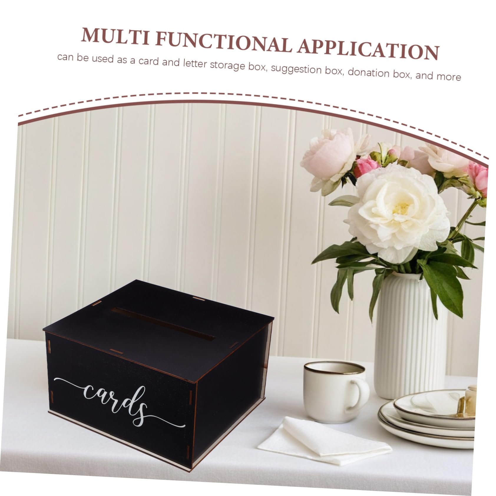 TOPBATHY Scatola Portacarte Nero per Matrimoni Buste Suggerimenti e Scatola Puzzle Multifunzionale per Feste e Ufficio