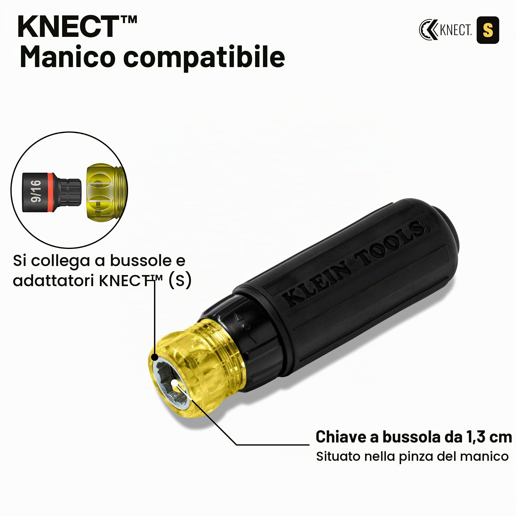 Klein Tools 32500HDRT KNECT - Cacciavite a cricchetto, cacciavite multi-bit/avvitatore a percussione, 11 in 1 con punte Phillips, scanalate, quadrate e Torx