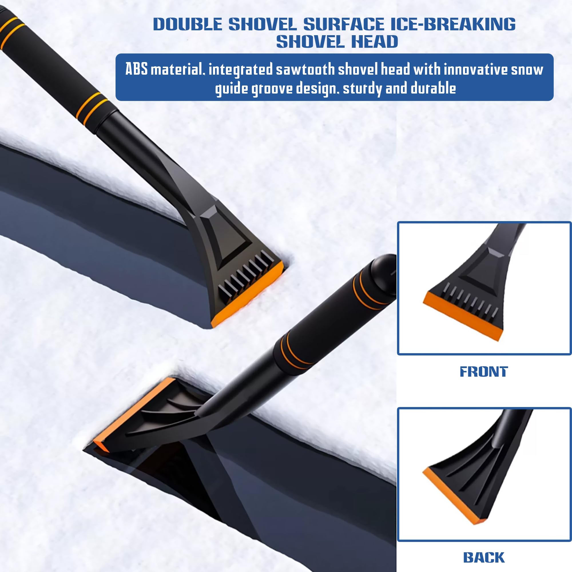 Cepillo de Nieve y rascador de Hielo para Coche con Agarre ergonómico de Espuma, Cepillo de Nieve de 68 cm para Quitar la Nieve, Mango de Aluminio Extensible, Pala de Nieve