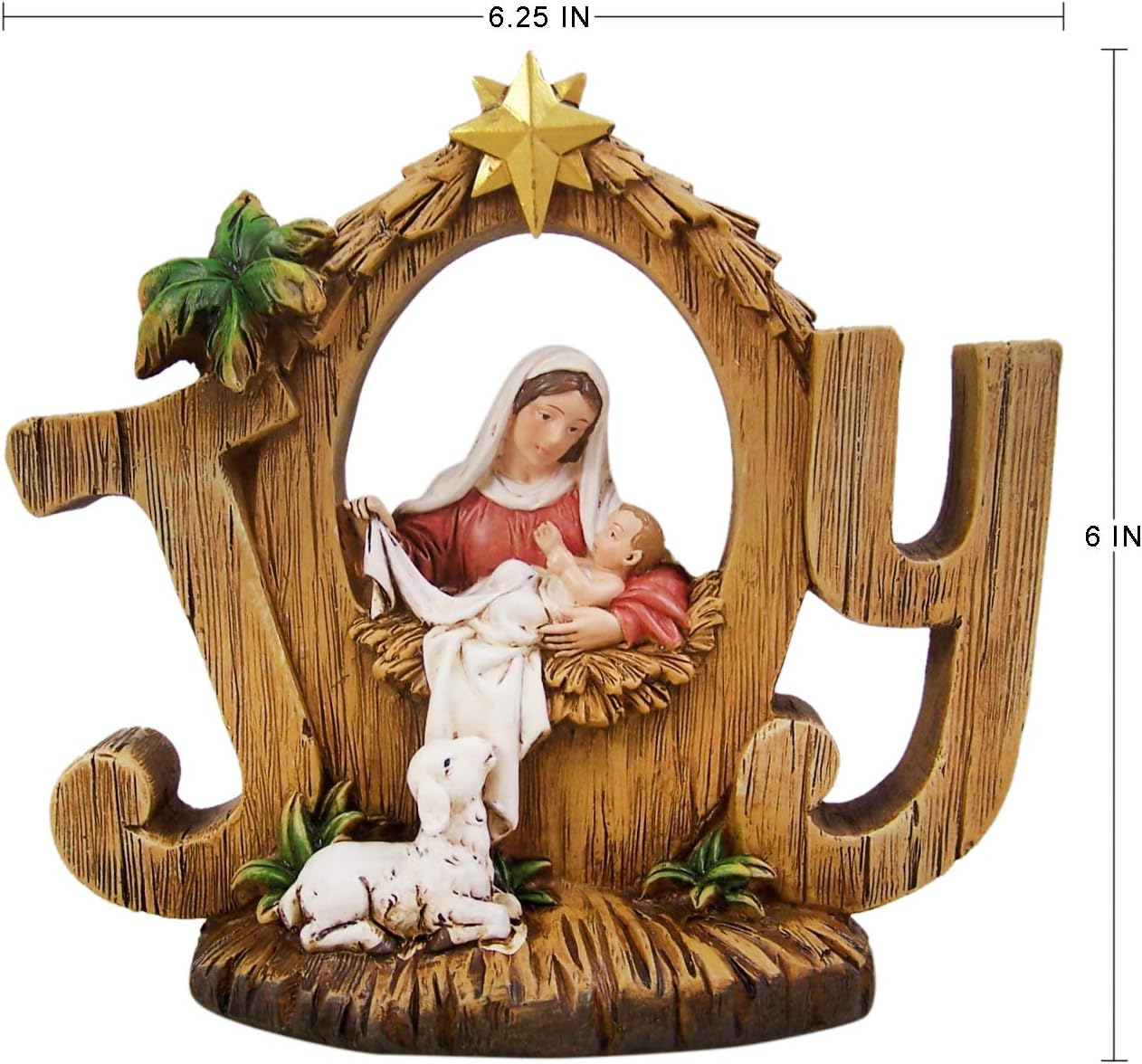 CBC Group Avalon Gallery - Advent and Christmas Nativity Figurine, 6.5 x 6-Inch, Christmas Joy, Brown