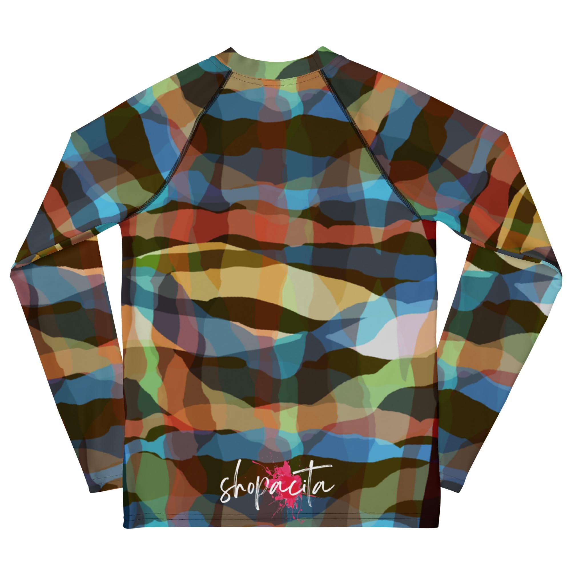 Rashguard Jugend Jungen, Langarm, Badeshirt, Schwimmshirt, Sonnenschutz, Badebekleidung, Schnelltrocknend, UPF 50+, Rash Top mit Print, Rash Guard Shirt, UV Shutz, Stripes, 134-158 cm