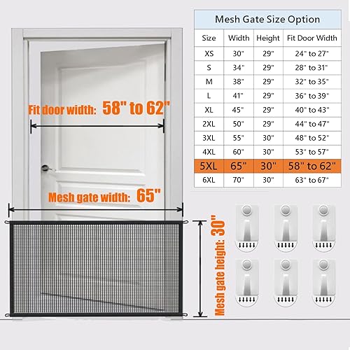 Miniatura 10 de Puerta para perros para escaleras Puertas para mascotas para la casa Puerta de malla para perros para puertas, escaleras, seguridad interior de 29