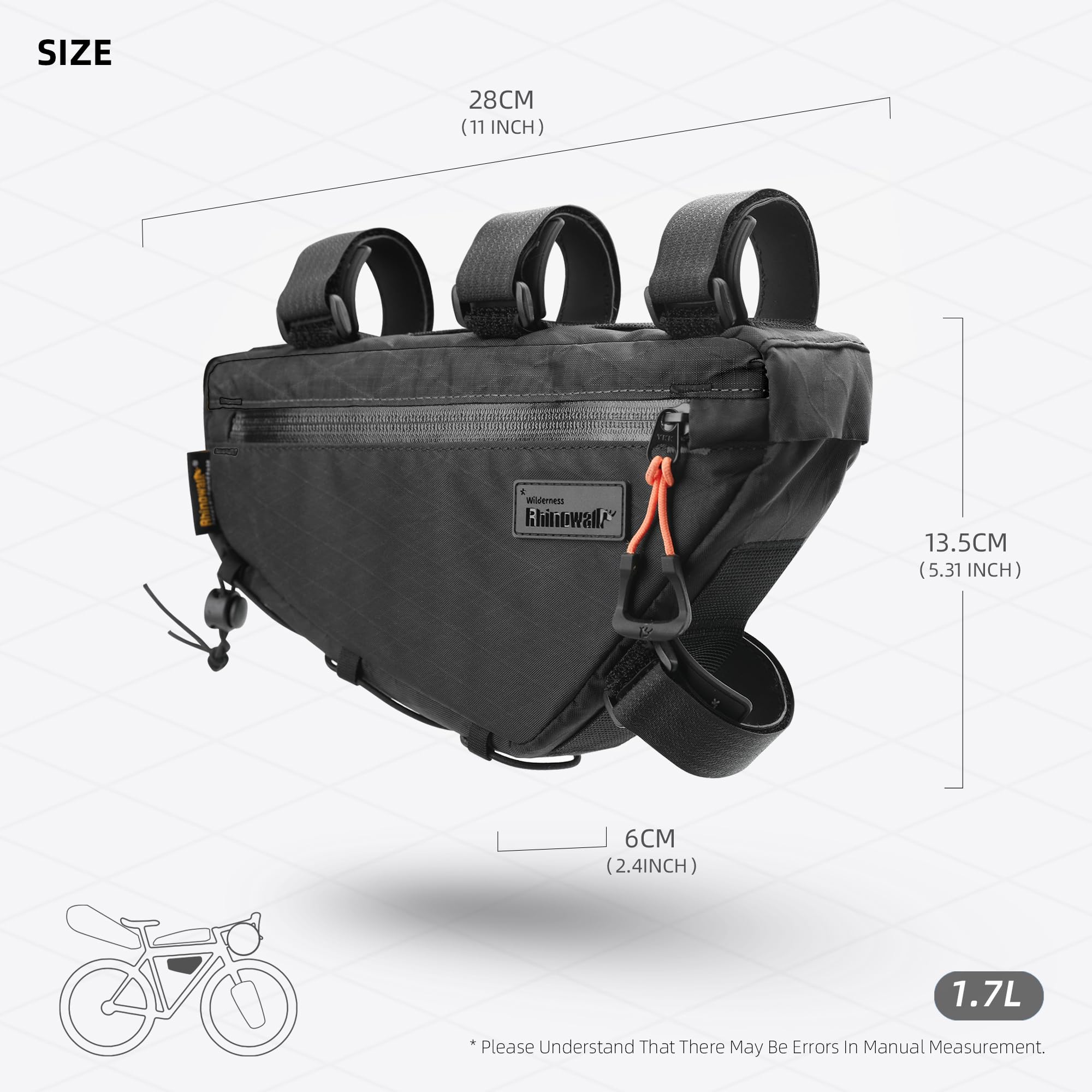 Rhinowalk Waterproof Bicycle Front Frame Bag 1.7L for MTB and Road Bikes Cycling Commuting and Outdoor Adventures - Image 3