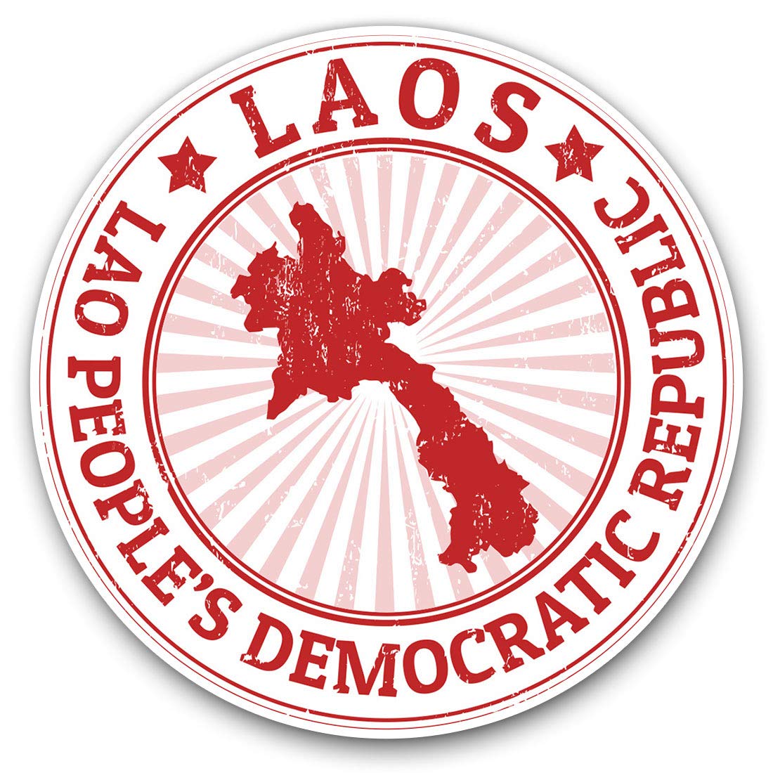 Destination Vinyl Ltd Multi Vinyl Stickers (Set Of 2) 7.5Cm - Laos People's Democratic Republic #4721