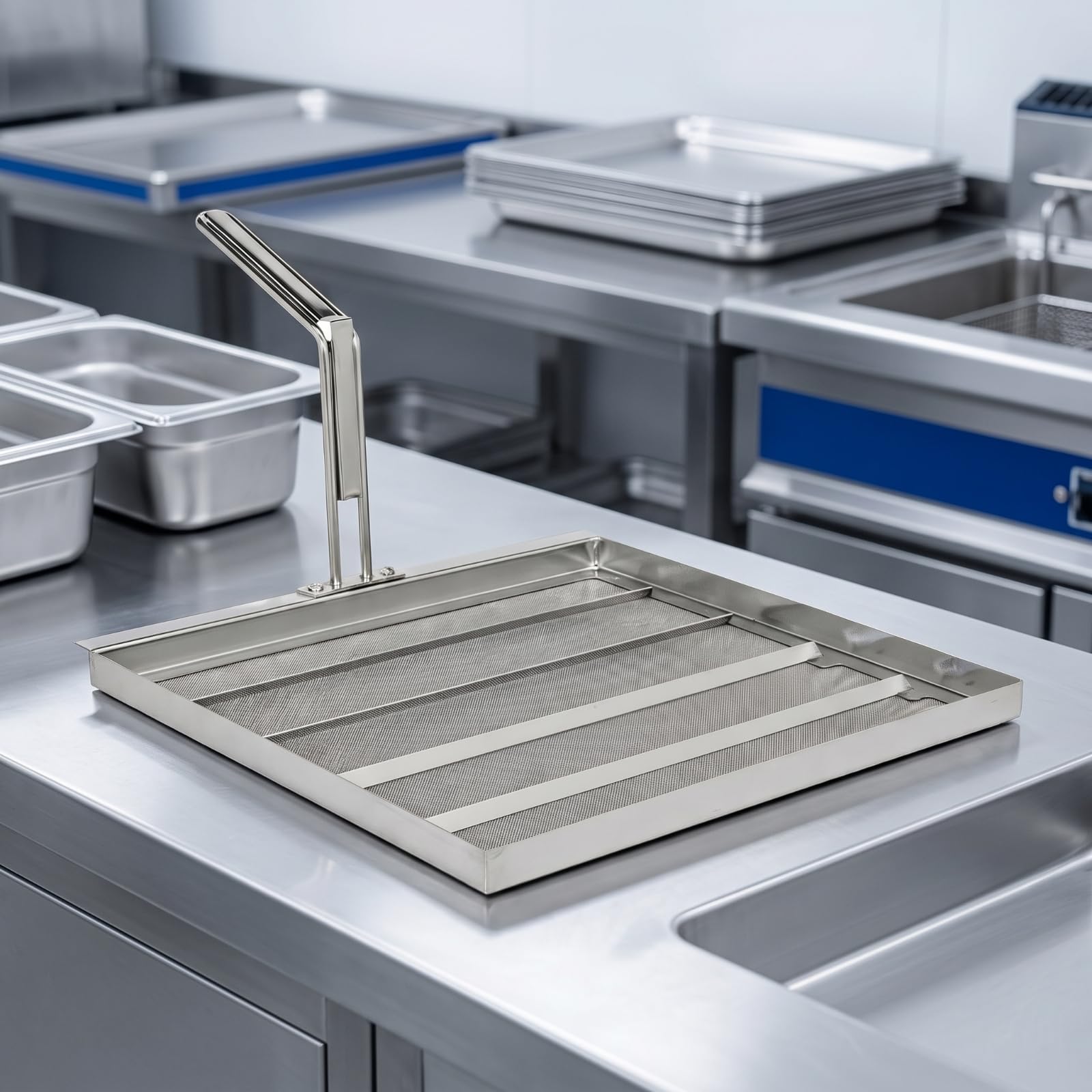 Filtro Freidora Reutilizable Filtro Malla con Mango smontable Comercial Colador para Cocineros