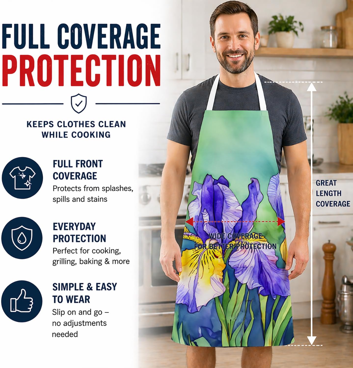 Caroline's Treasures Unisex State Watercolor Flowers Apron image 3