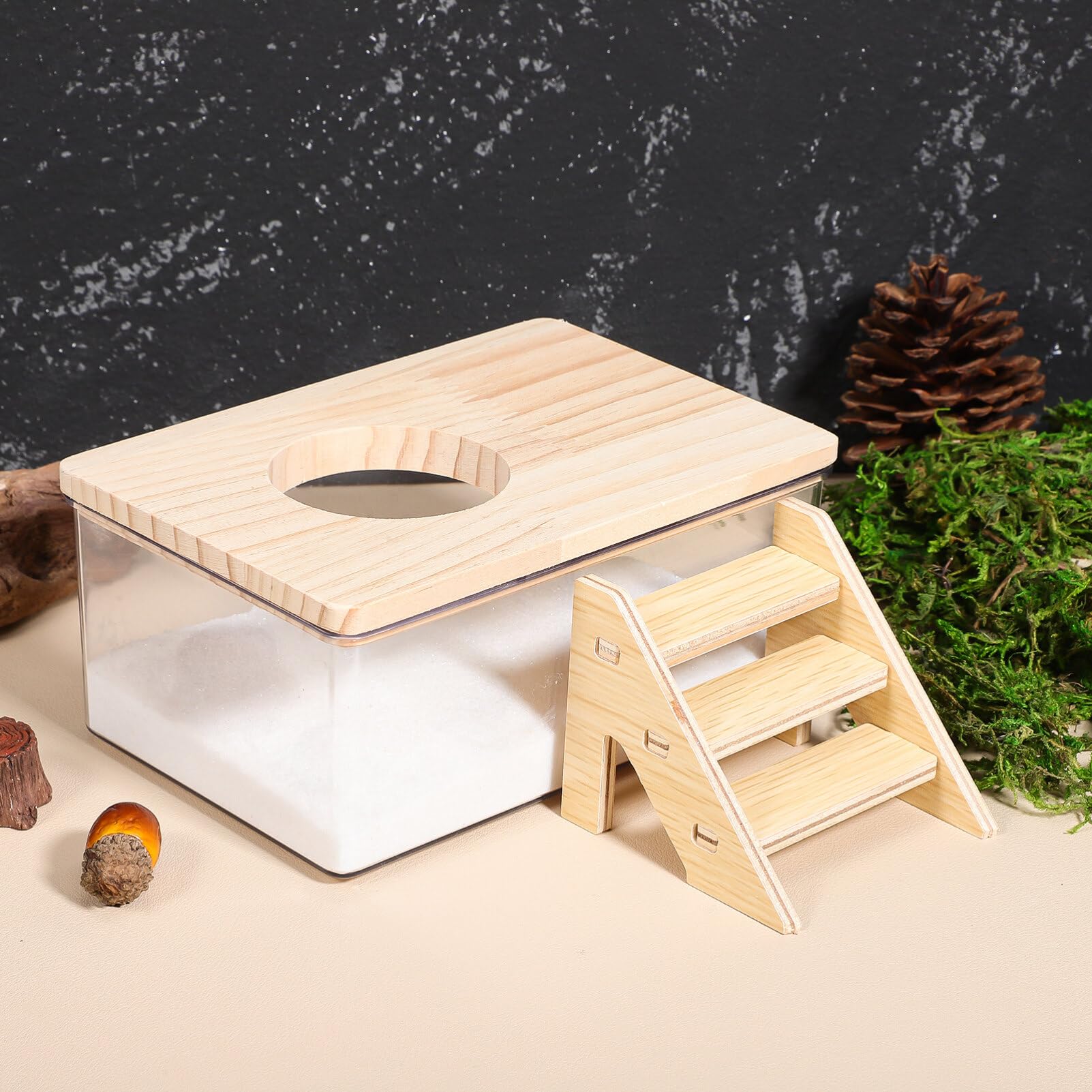 Mipcase Pet Bath Kit Multi-Functional Hamster Bathing Sand Set for Chinchilla Small Animal Sandbox Container with Climbing Ladder