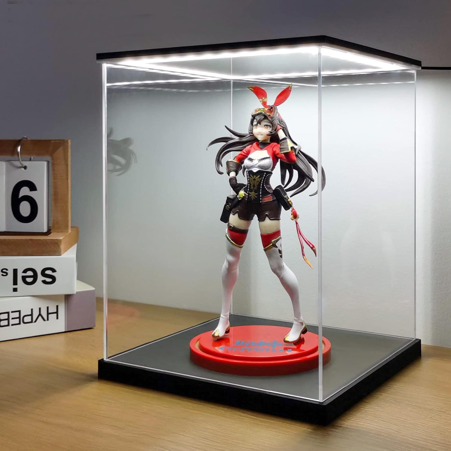Vitrina Expositora para Colecciones, Caja Metacrilato Transparente con luz LED, Vitrina Metacrilato, Urna Metacrilato Expositor Vitrina para Colecciones, Miniaturas, Figuritas (20x20x25 cm)