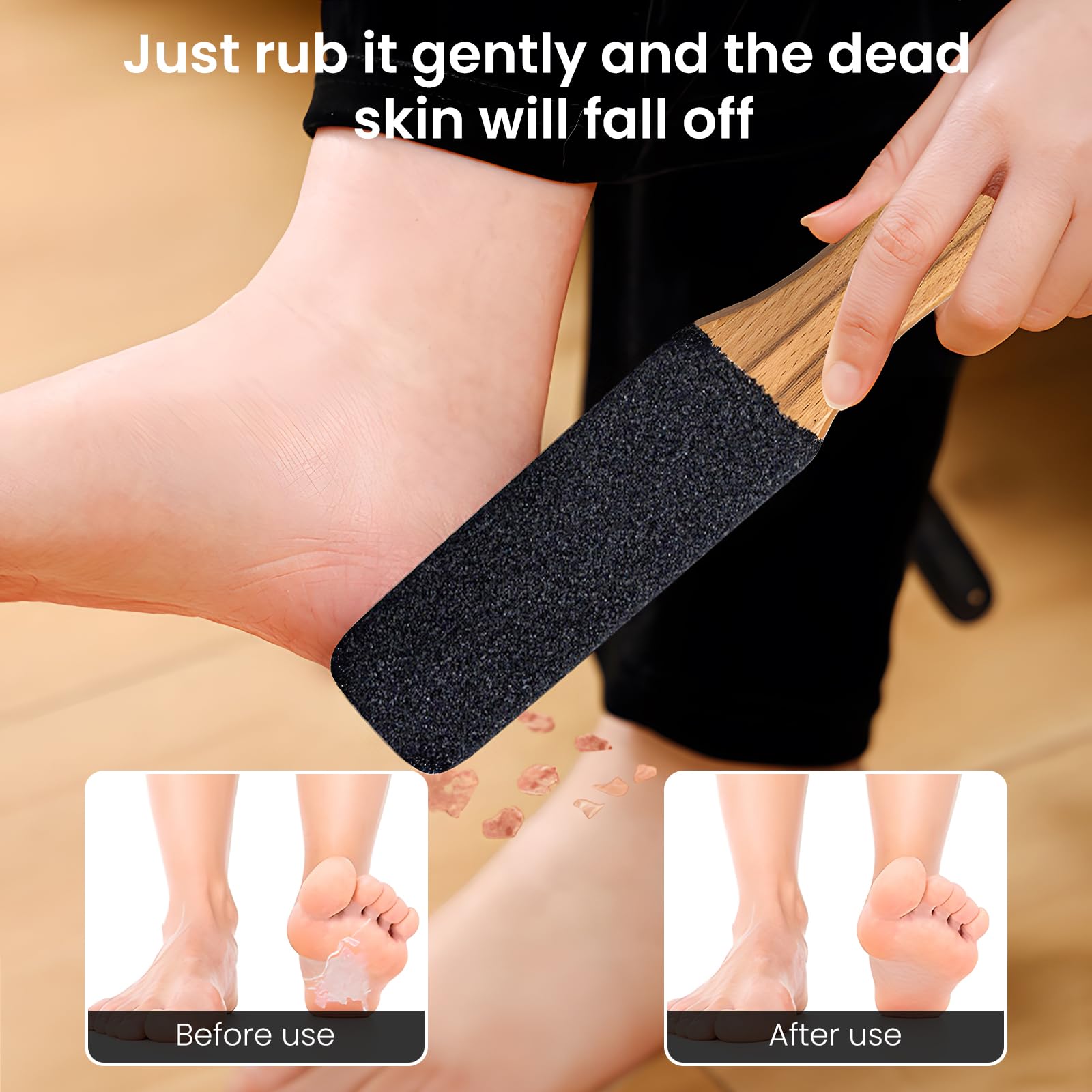maxtachi Foot File Pumice Stone, Premium Foot Scrubber with Wooden Handle, Professional Callus Remover for Foot, Foot File for Hard Skin, Foot Cracked Heels & Dead Skin in Shower - Image 3