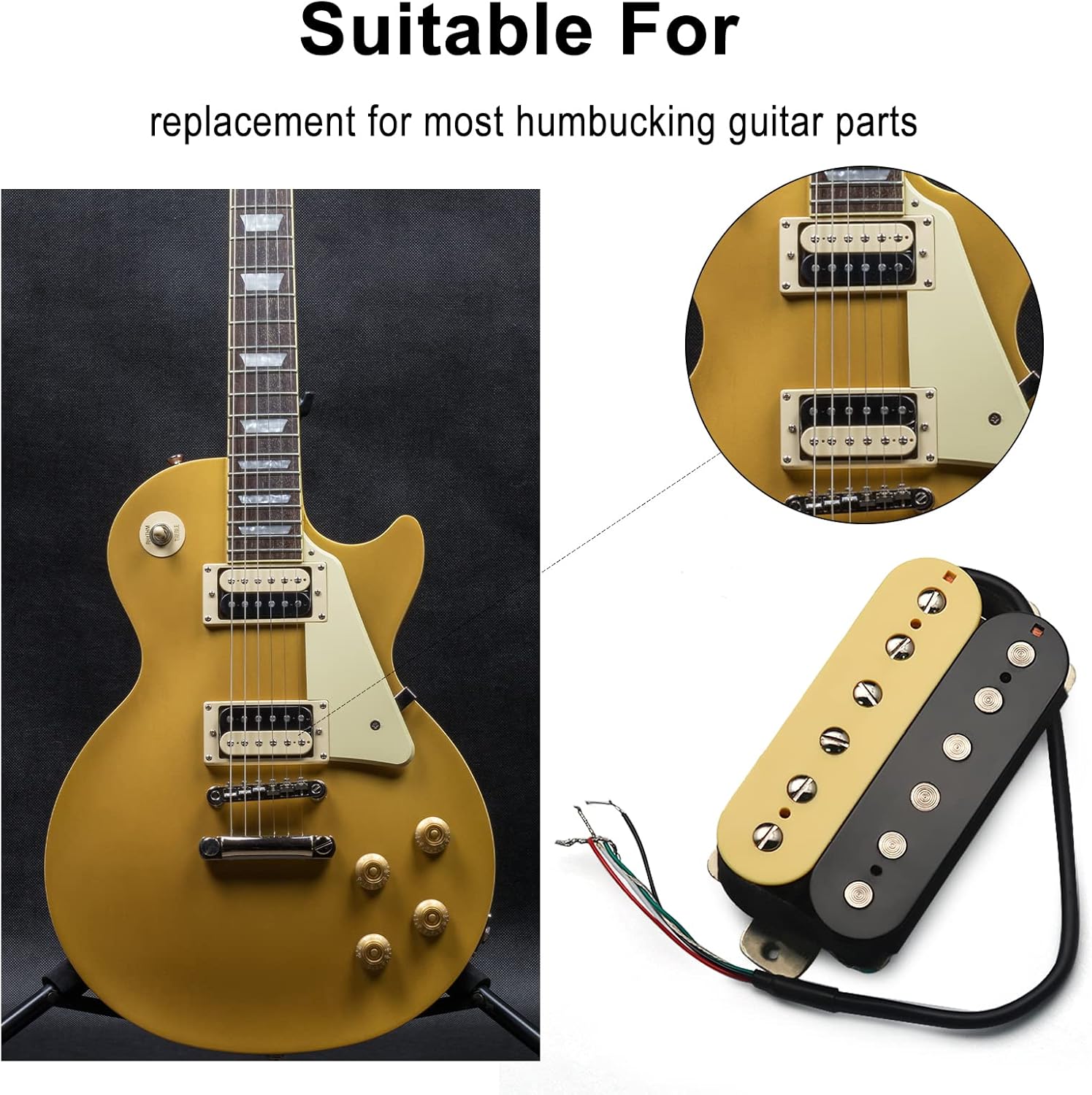 SAPHUE Alnico 5 Electric Guitar Pickup Humbucker Double Coil Pickup Alnico V Guitar parts Ivory/Black
