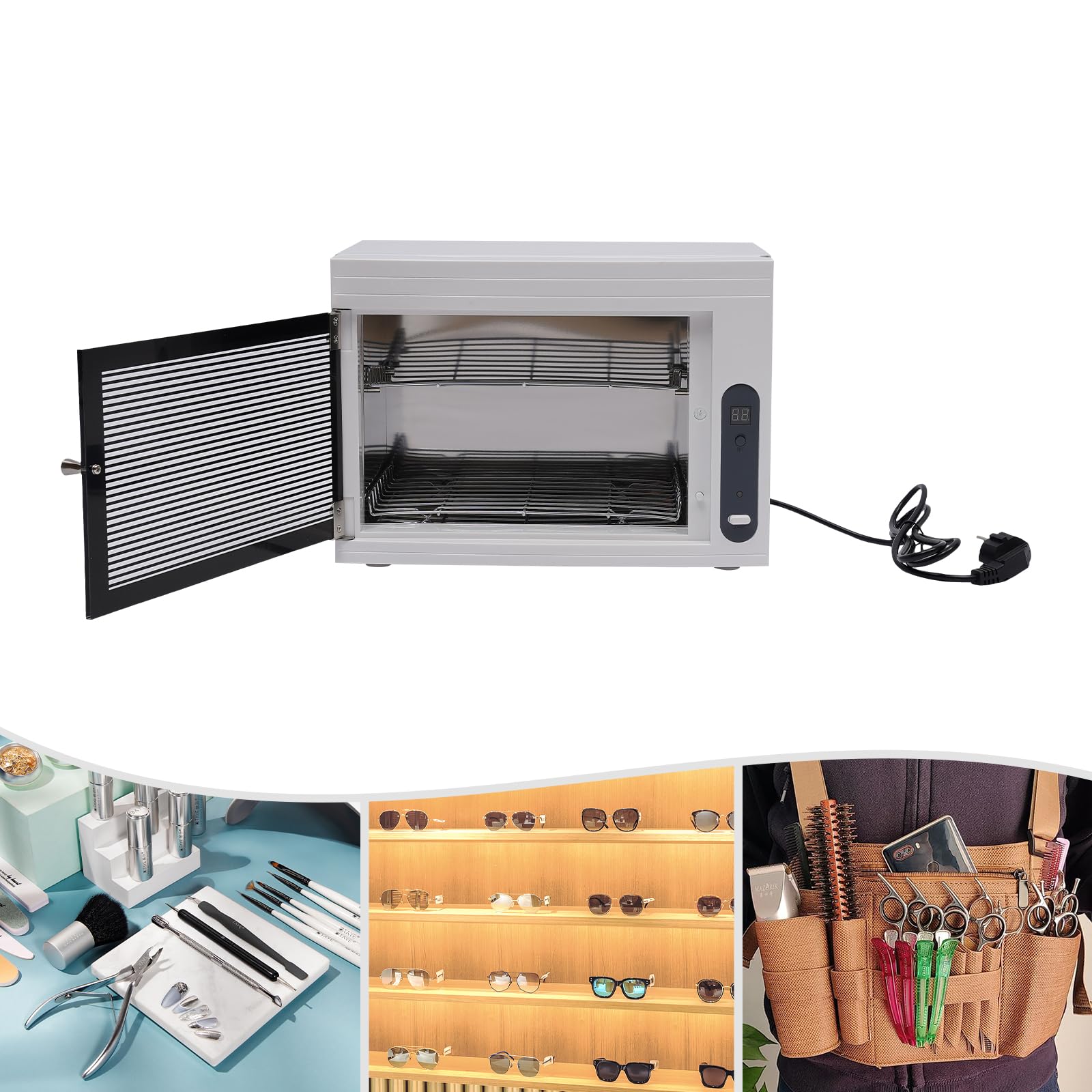 UV-Desinfektionsschrank, 10L UV Sterilisator mit LED-Timer, Hocheffiziente Sterilisation, Trockenhitze-Sterilisator für Babyflaschen Spielzeug Geschirr