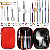 Vista 11 de IMZAY - Juego de 110 piezas de ganchos de ganchillo, juego de agujas de crochet con estuche de almacenamiento, agujas para tejer ergonómicas y romo