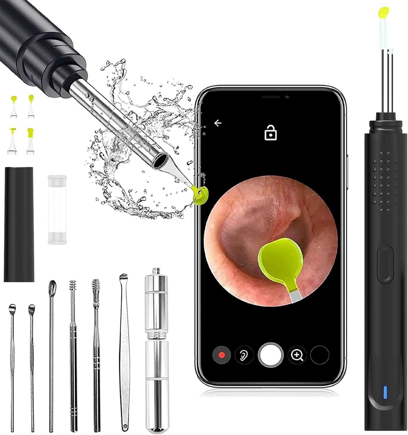 Ear Wax Removal, Ear Cleaner with Camera, 4 Ear Spoon, LED Lights