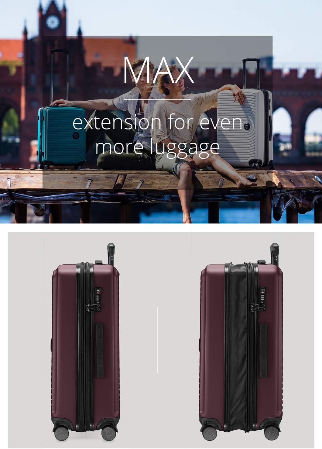 Hauptstadtkoffer MITTE - Medium Sized Hard Shell Suitcase, Expandable Check-in Luggage, TSA, 4 Double Spinner, 69 cm, 88 L,Burgundy