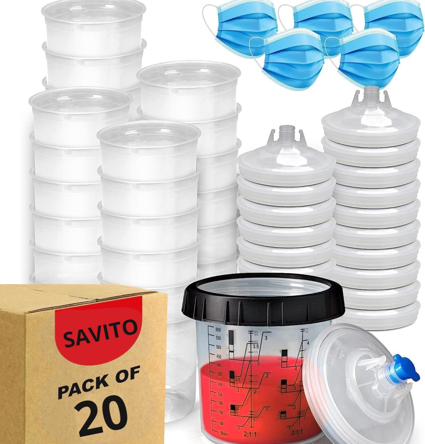Disposable Paint Spray Gun Cups Liners and Lid System 50