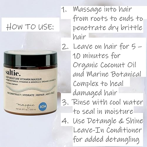 Miniatura 2 de Mascarilla capilar con vitamina y acondicionador profundo con aceite de coco orgánico - Restaura los daños secos - Repara el daño - reduce el