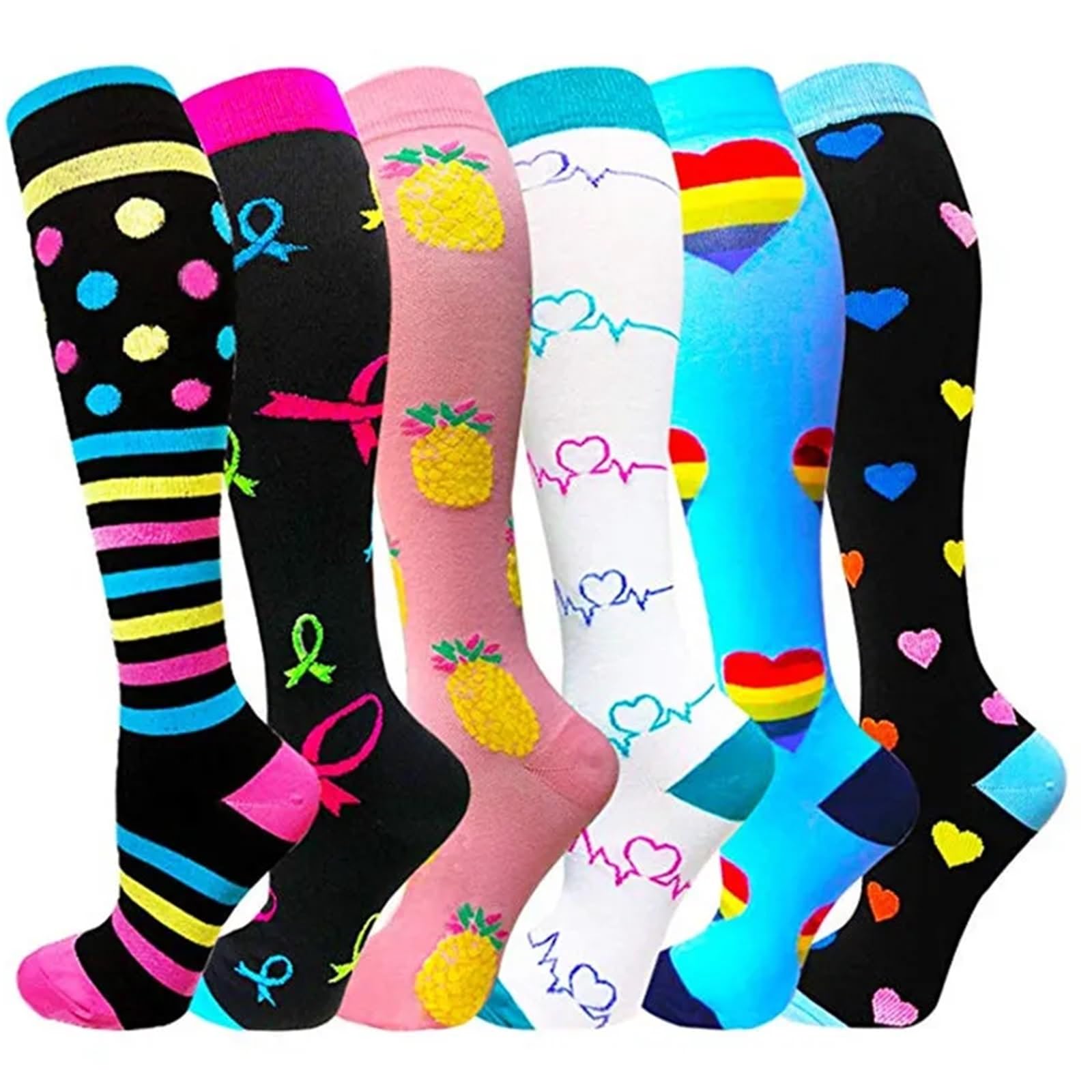 Calze Compressione Calzini A Compressione For Leggings Da Corsa, Da Calcio, Unisex, For Adulti, Edition Network, Calzini Da Infermiere Rossi A Pressione, Da Uomo(MIX006-36,S-M)