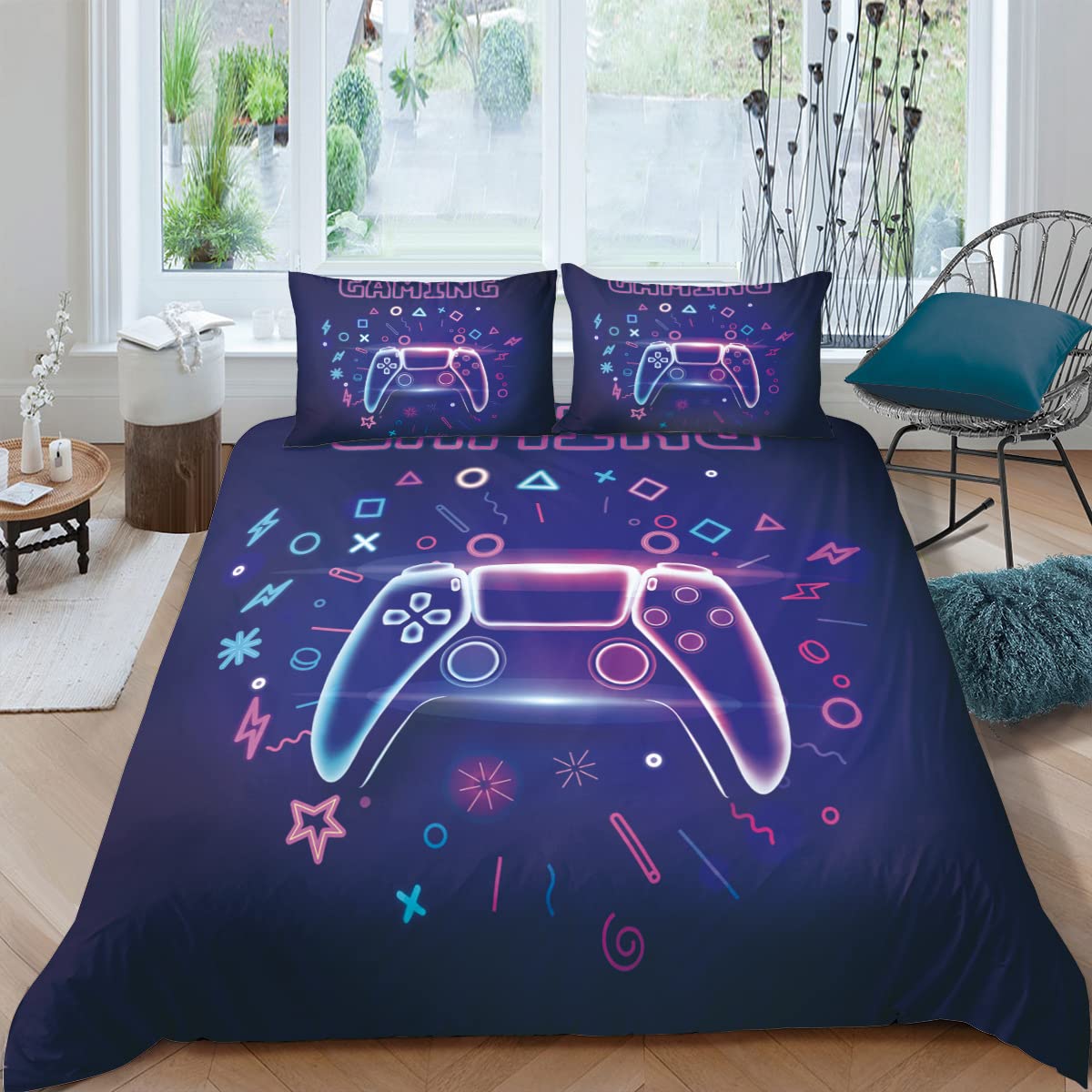 Housse couette jeu manette gamer console moderne ensemble literie 3D