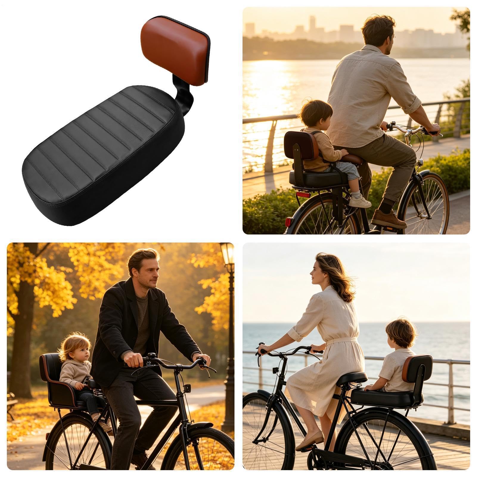 Seggiolino Posteriore Per Bici Sella Di Ricambio Regolabile Con Cinghie | con schienale antiscivolo e attacco posteriore bambini Per Bambini Lunghe Pedalate All'Aperto Ciclismo Urbano Ragazzi e Ra