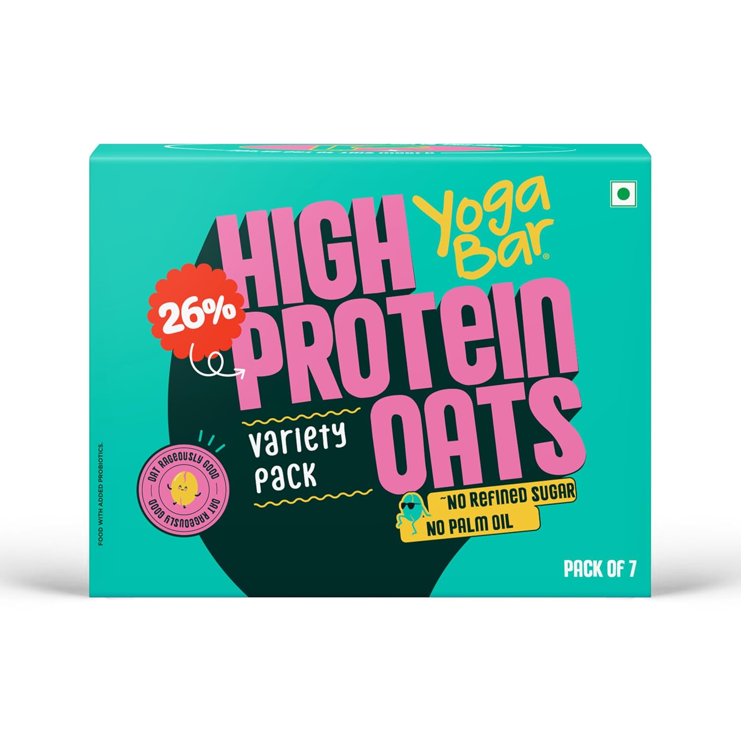 Yogabar High Protein Oats (Variety Pack of 7) | 26g Protein per Serve | Wholegrain Breakfast | Flavors: Korean Fire, Mum's...