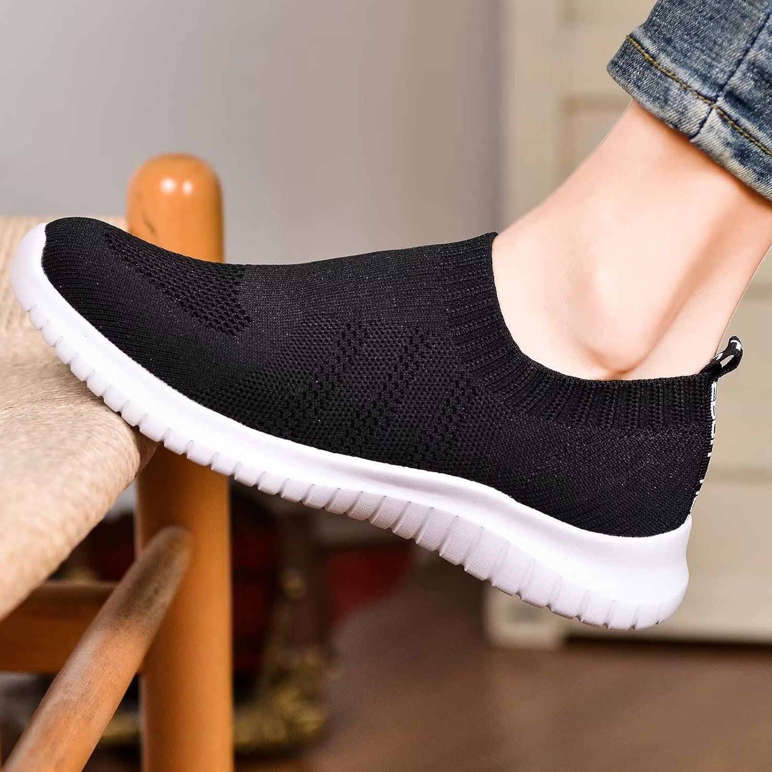 TIOSEBON Women's Walking Sock Shoes Elastic Knit Lightweight Slip on Breathable Yoga Sneakers - Image 2