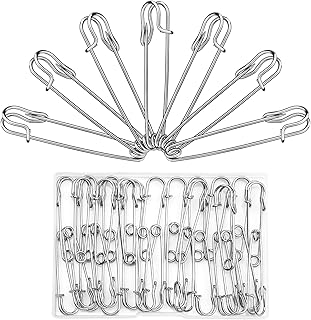 Large Safety Pins, 30 Pack Heavy Duty Safety Pins 2 Inch, Stainless Steel Safety Pin for Clothes, Blankets, Laundry, Leather Canvas, DIY Crafts (Silver)