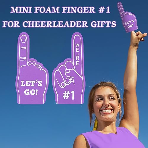 Miniatura 5 de Sinmoe 24 dedos de espuma para fanáticos deportivos, mini dedos de espuma de espuma para manos, 1 para fiestas de cumpleaños temáticas deportivas,